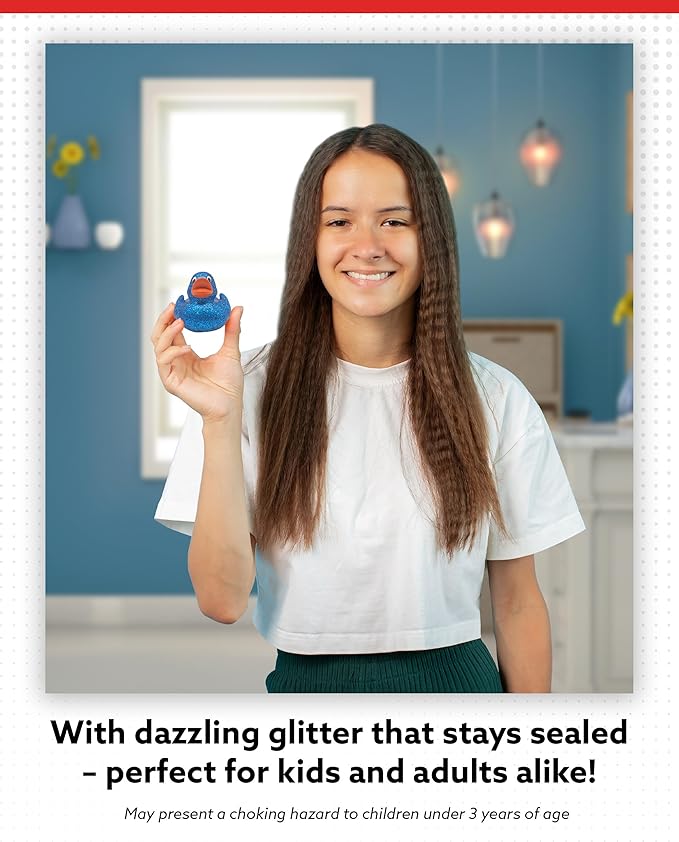 Alpi Glitter Ducks – Set of 5 Fun & Sparkly Rubber Ducks & Bath Toys - Decorative, Collectible, and Great for Parties, Gifts & Bath Time (Blue)