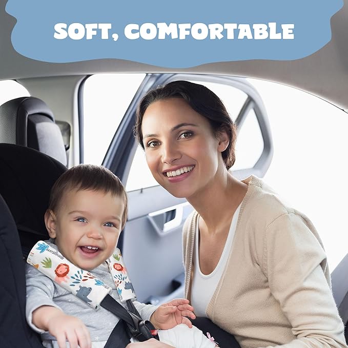 Car Seat Strap Covers for Babies Soft Car Seat Belt Covers, Mink Car Seat Straps Shoulder Pads for Boys and Girls, Blue