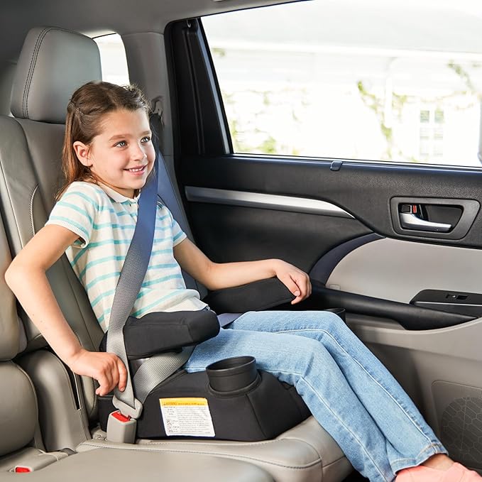 Safety 1st Comfort Ride Lite Booster Car Seat, 2-Pack, Lightweight Backless Booster Seat, Machine Washable, Dishwasher Safe Cup Holders, USA-Made, Fits Kids 40-100 lbs, 43.4-57", Pure Black