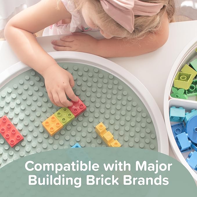 Inspire My Play - Silicone Building Blocks Baseplate - Compatible with All Major Building Block Brands - Double Sided for Large Building Blocks - Perfect Accessory for Sensory PlayTray - Green