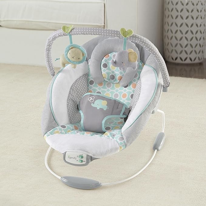 Ingenuity Soothing Baby Bouncer Infant Seat with Vibrations, -Toy Bar & Sounds, 0-6 Months Up to 20 lbs (Morrison)