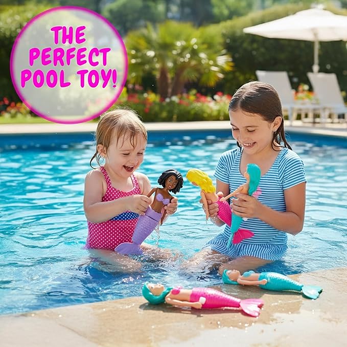 Kiddie Play Mermaid Toys – 4 Pc Wind-Up Mermaid Dolls Bath and Pool Swim Toys for Kids Toddlers, Mermaids Gifts for Girls