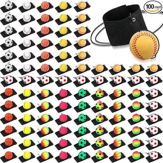Skylety Wrist Return Ball on a String 1.85'' Rebound Sport Ball with Elastic Strap and String, Basketball Baseball Soccer Tennis Wristband Toy for Teens Adults Gifts, Wrist Exercise or Play