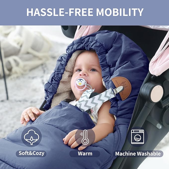 Miracle Baby Bunting Bag for Stroller, Warm Fleece Footmuff with Zippers, Convertible Infant Toddler Sleeping Bag Blanket for Boys Girls