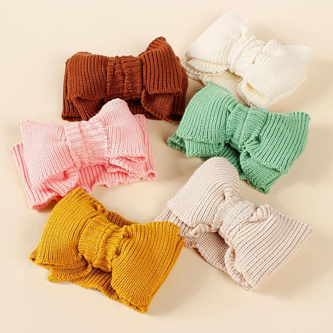 Baby Girl Topknot Headband for Baby Oversized Baby Bow Head Wrap Warm Knitted Hair Band for Toddler Kids