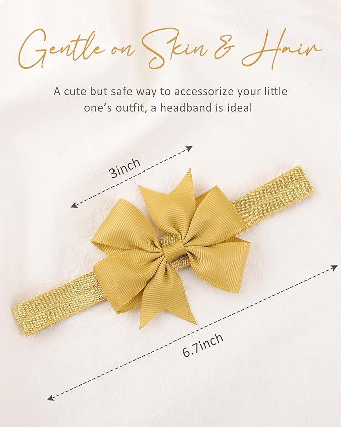 jollybows 40pcs Baby Girls Grosgrain Ribbon Hair Bows Headbands 3" Hair Band Hair Accessories for Infants Newborn Toddler (3- Natural Multi-colored)