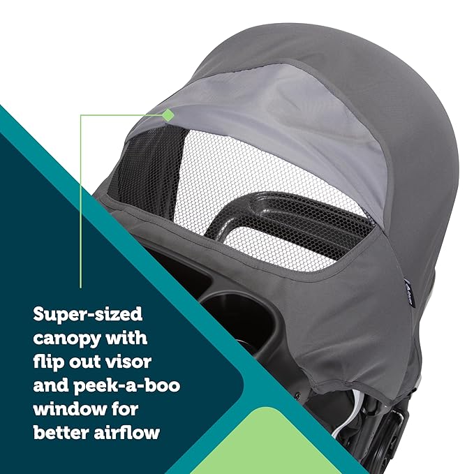 Safety 1st Smooth Ride Travel System Stroller and OnBoard FLX Infant Car Seat, Newborn to Toddler Baby Combo, Easy-Install, Large Canopy, Ample Storage, Foldable, Rear-Facing 4-30 lbs, Monument