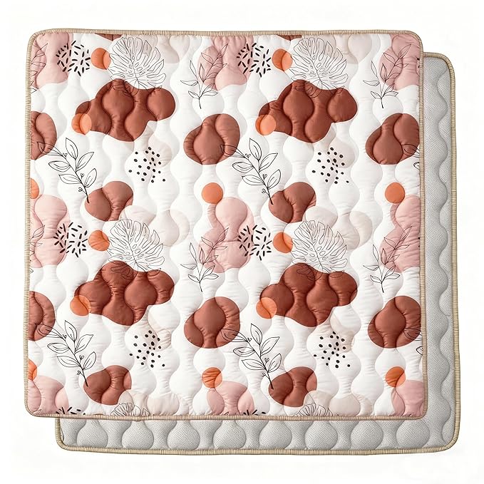 Bunnikins & Clover Baby Play Mats for Floor, 71"x59" Thicken Soft Play Mat for Babies 6-12 Months, Foldable and Non Slip One-Piece Crawling Mat, Washable Foam Playmat for Baby, Tummy Time