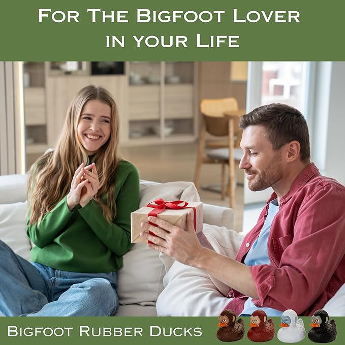 Bigfoot Rubber Ducks for Jeeps - Funny Jeep Ducks for Ducking - Ford Bronco Accessories for Squatching - Bigfoot Gifts for Men Women - Sasquatch Bath Toys for Kids - 3 Inch Size (Multi Color, 4)