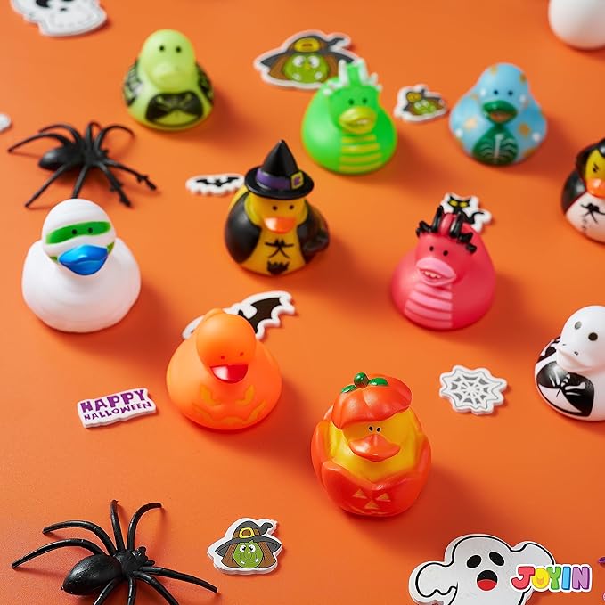 JOYIN 18 PCS Halloween Rubber Ducks, Halloween Ducks for Halloween Party Favors Decorations, Rubber Duckies Baby Bath Toys for Goodie Bag Fillers School Classroom Carnival Game Prizes