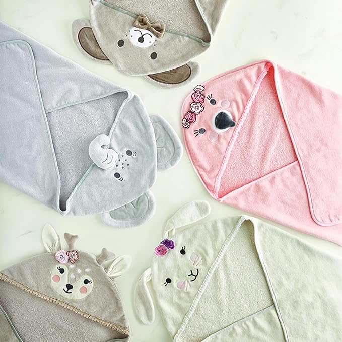 Stephan Baby Hooded Towel - 100% Cotton with Fun Animal Design for Infants and Toddlers, 31" Square, Flamingo