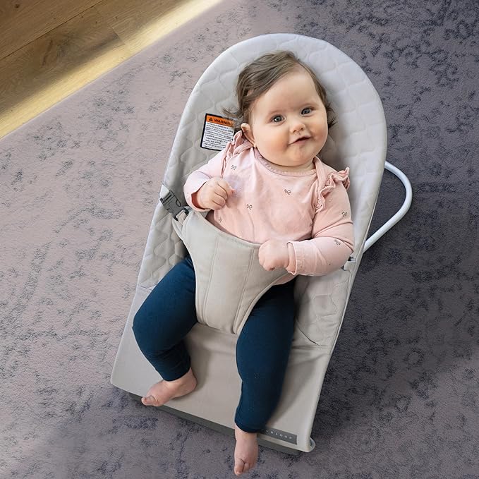 Safe & Sustainably-Made Bouncer, Organic Cotton and Wool Cover, Made with 100% Recycled and Regenerative Materials, Buyback Guarantee with 20% Cashback Rebate, Newborn to Toddler