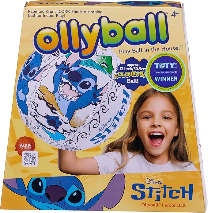 Ollyball, Disney Stitch, the ultimate indoor play ball for kids and parents, colorable ball, suitable for indoor and outdoor play