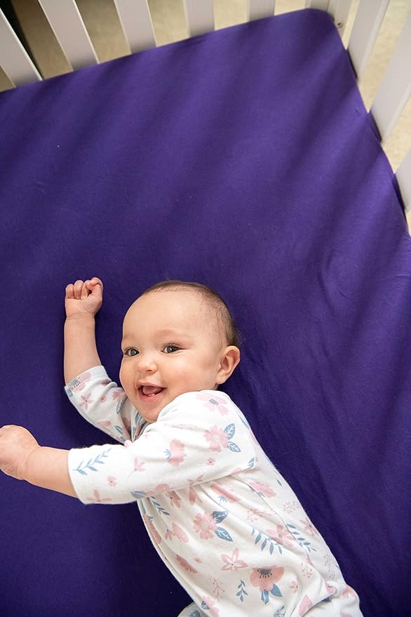 SheetWorld Baby Fitted Bassinet Sheet Fits Maxi COSI 20 x 32 inches, 100% Cotton Jersey Hypoallergenic Sheet, Unisex Boy Girl, Purple, Made in USA