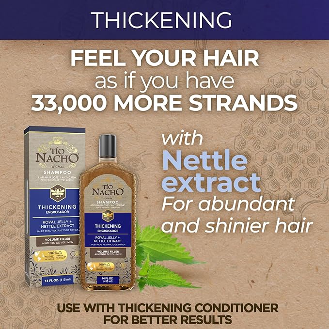 Tio Nacho Family Hair Care Bundle: Royal Baby Hair and Body Shampoo, Mexican Herbs Shampoo, Anti Hair Loss Thickening Volume Filler Shampoo with Royal Jelly & Rosemary, 14 oz each