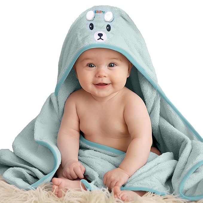 Ioly's Hooded Baby Bath Towels for Newborn Essentials 41" x 41" (Large) Kid Towel with Hood for Toddler Babies Infant Baby Towels with Hood Cosas para Bebes recien nacidos Baby Bath Items (Green)