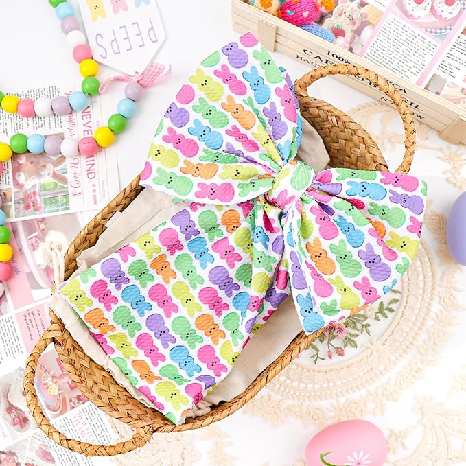Baby Easter Headband Hair Bows for Girls Bunny Headband 6-12 Months Easter Rabbit Bows for Toddler Girls Hair Accessories Infant Big Bows Hairband