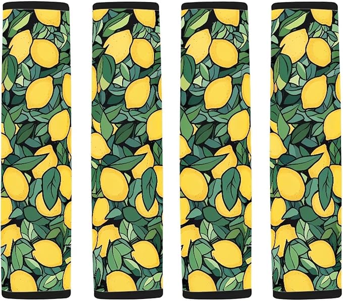 2-Piece Seatbelt Covers for Car Seat,Soft Comfortable Auto Seat Belt Protector Seatbelt Shoulder Pad for Women Men Yellow Lemon Pattern