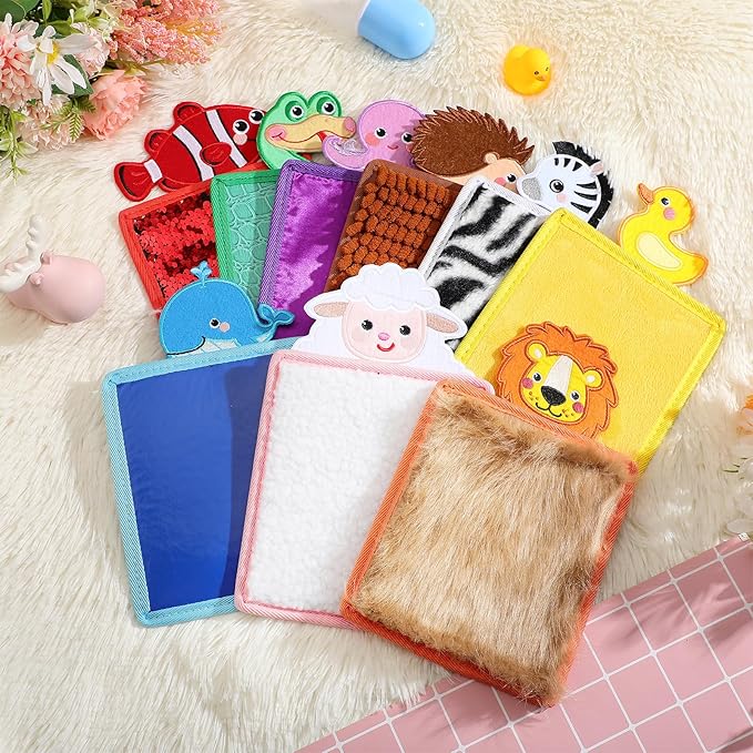 Syhood 9 Pcs Sensory Animal Theme Mat Sensory Toys Sensory Wall Panel for Kids Autism Sensory Products Assorted Textured Sensory Toys for Autistic Boys Girls Sensory Room Calming Activity Supplies