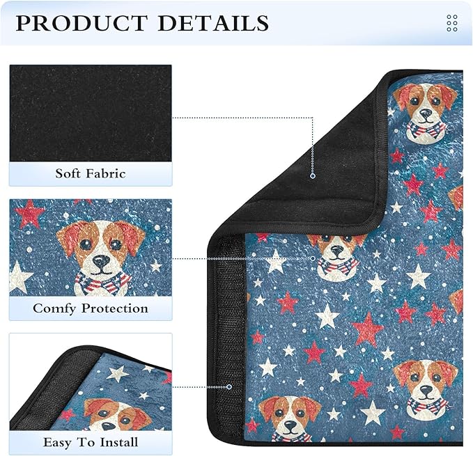 CHIFIGNO Happy 4th of July Cartoon Dog and Stars Seat Belt Covers 2 Pack Comfortable Seatbelt Cushion Shoulder Strap Pad for Car Bag