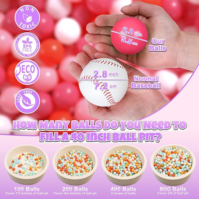 GOGOSO Ball Pit Balls for Toddlers Dogs Baby Boys Girls 2.2Inch Plasticball Toys for Kid Play Tent Birthday Slides Party Decor 50 100 170 200 500 1000