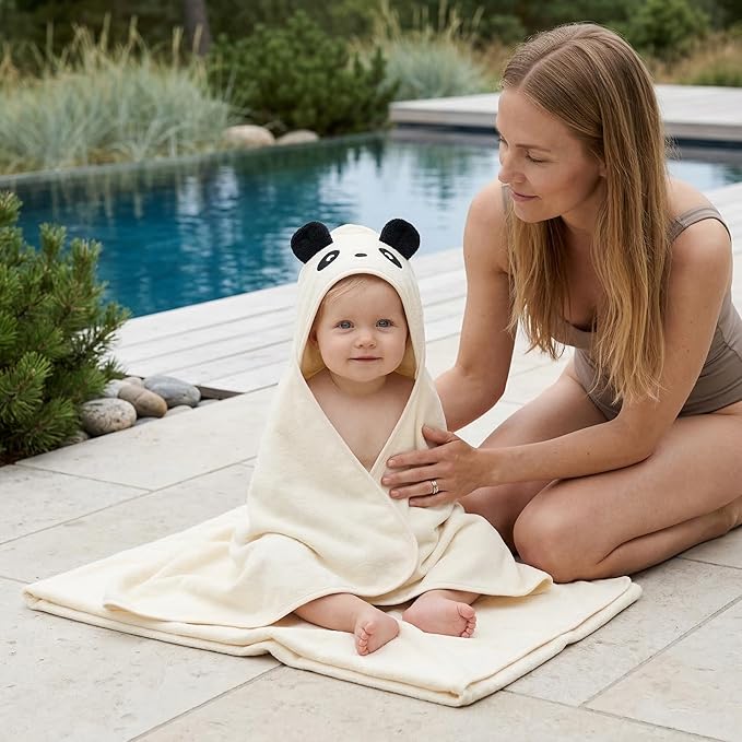 Hooded Baby Towel - 100% Organic Cotton Baby Bath Towels – Baby Towels, Baby Bath Towels for Baby Boy, Baby Girl, 32" x 32" Super-Soft and Absorbent Baby Towels for Newborn (Panda)