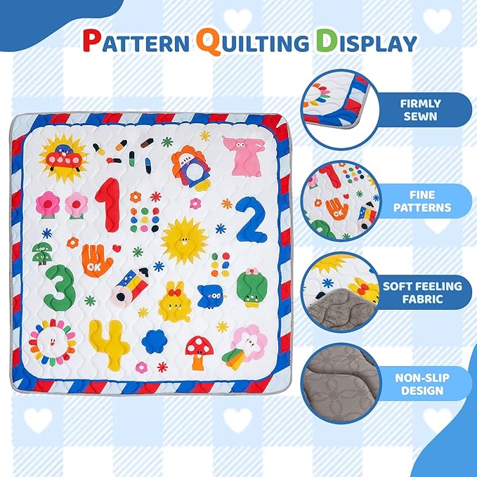 RONGFA Baby Play Mat for Floor, 50'' x 50'' Thicken Foam Soft Padded Mat for Baby, Playpen Mat for Toddlers Infant Kids, Machine Washable, Non-Slip Bottom Safe for Crawling (Number)