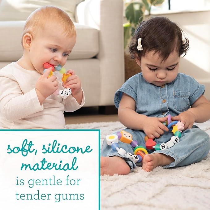 Infantino Friendship Baby Teethers, Soft Silicone Teething Toys, Sensory Textures, Easy to Grip, BPA-Free, Soothes Sore Gums, On-The-Go Travel Teethers, 3-Pack