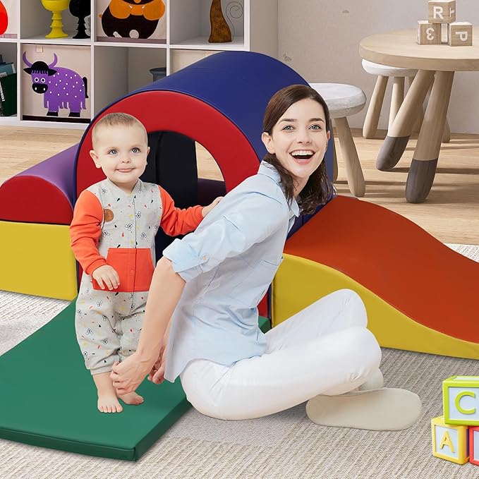 TODEFULL 10 Piece Foam Climbing Blocks, Soft Climbing Toys for Toddlers, Lightweight Baby Climbing Gym, Indoor Baby Activity Play Set for Crawling Climbing and Sliding