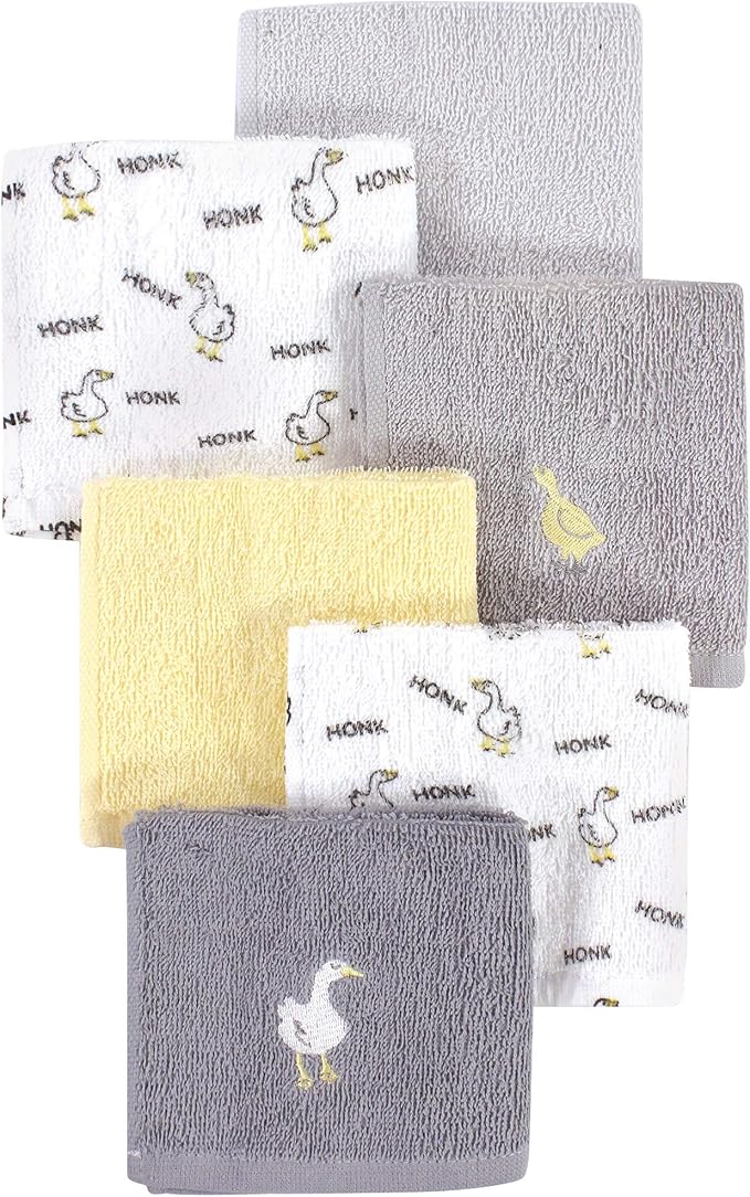Luvable Friends Unisex Baby Super Soft Cotton Washcloths, Goose, One Size