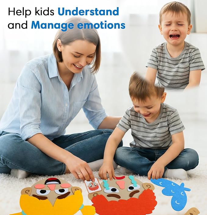Montessori Toys for 3 Years Old Girls Boys Gifts, Busy Board Sensory Toys for Kids with 2 Faces Social Emotional Learning Feeling Educational Toys