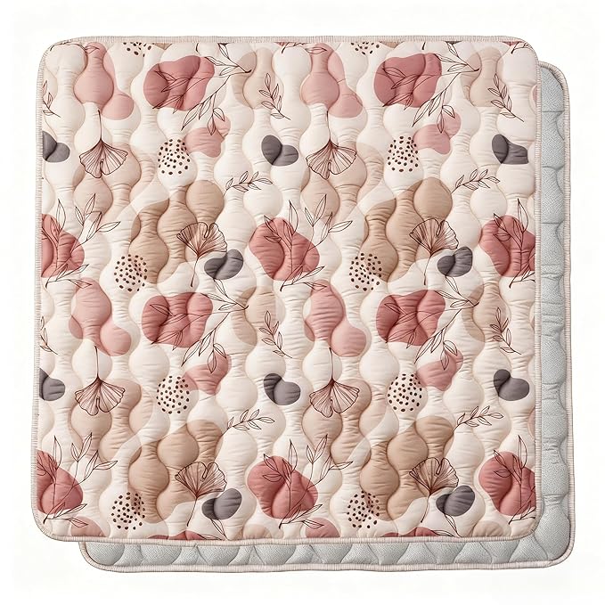 Bunnikins & Clover 50"x50" Thicken Soft Play Mat for Babies 0-6 Months, Foldable and Non Slip One-Piece Baby Crawling Mat, Washable Padded Foam Play Mat for Baby, Toddlers Infants, Tummy Time