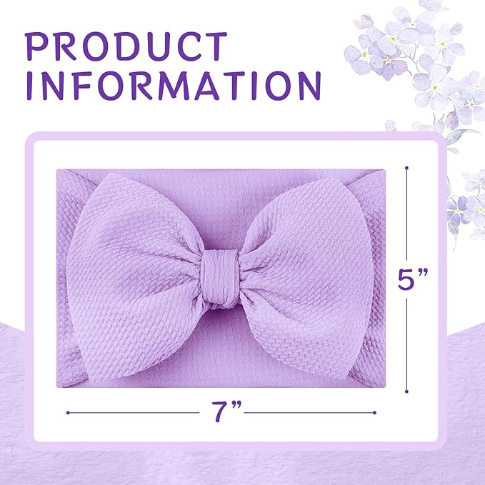 Rainbow Headbands for Baby Girls Hair Bows 2pcs Newborn Infant Toddler Kids Hair Accessories Purple Colorful Head Bow