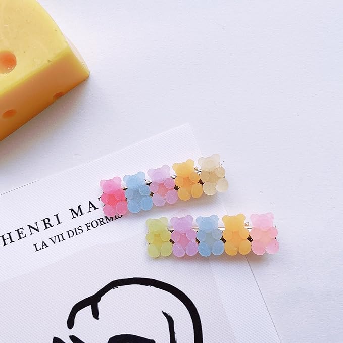 2Pcs Colorful Hair Clips Barrettes Gummy Bear Shaped Mixed Colored Cute Hair Pins Hair Accessories Sugar，Clips and Barrettes