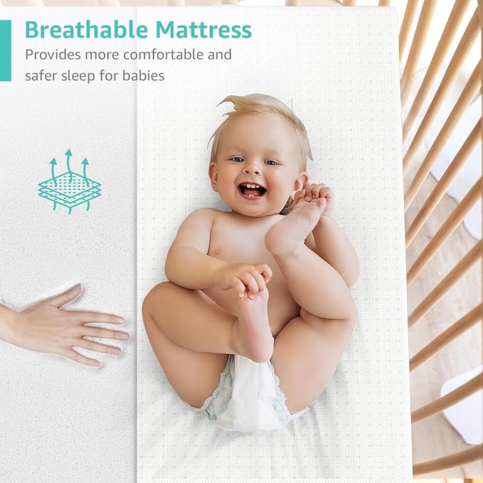 YENING Breathable Pack and Play Mattress Pad 38x26 Waterproof Baby Mattress for Pack N Play Matress Topper Waterproof with Strap