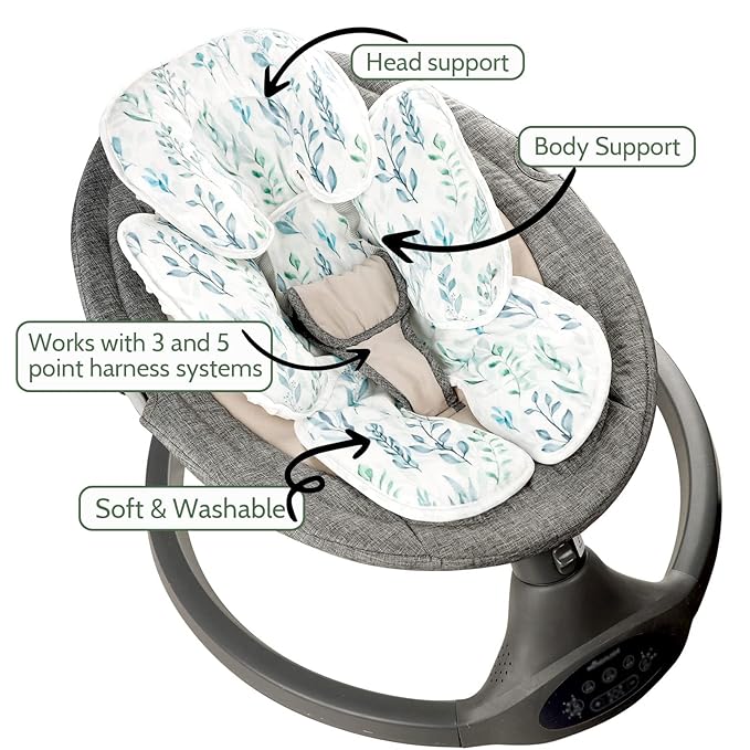 DILIMI Infant Car Seat Insert, 2-in-1 Carseat Head Support for Newborn, Soft Baby Head Support for Car Seat, Stroller, Bouncers, Green Leaf