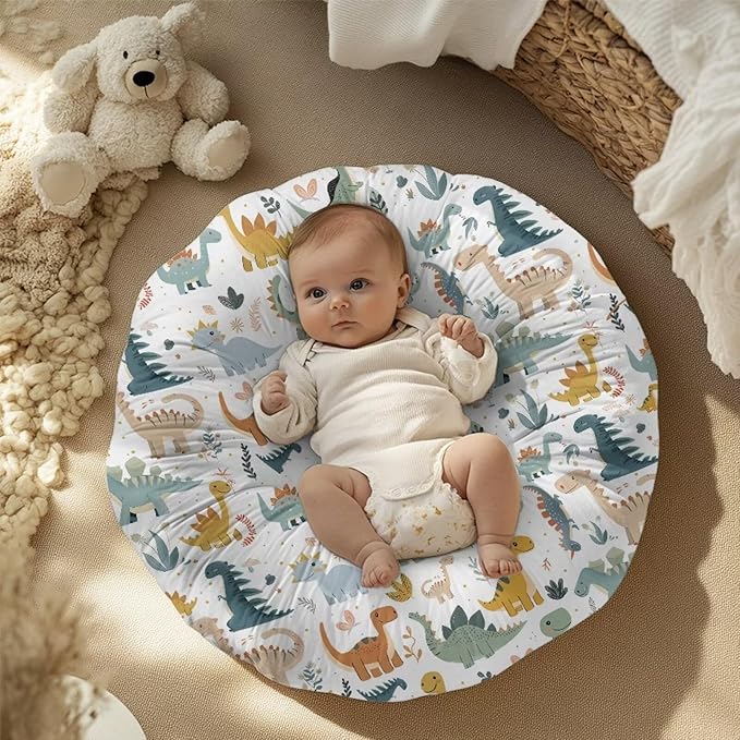 Multi Dinosaur Newborn Lounger Pillow Cover Strechy Newborn Lounger Cover, Removable and Ultra Soft Sung Fitted Baby Lounger Slipcover Protector Baby Essentials