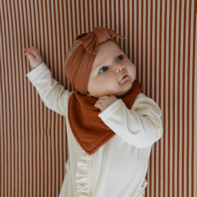Parker Baby Cable Knit Nylon Headbands 5 Pack | Soft, Stretchy & Comfortable Bows for Girls | Adjustable, Soft to Touch & Knotted Headbands for Baby Girls | Baby Headwraps for Girls | Multiple Colors