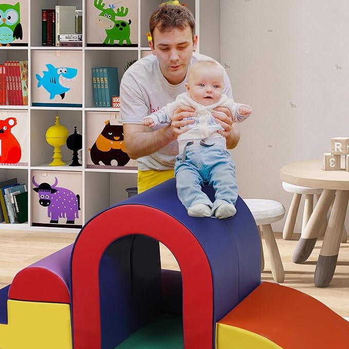 TODEFULL 10 Piece Foam Climbing Blocks, Soft Climbing Toys for Toddlers, Lightweight Baby Climbing Gym, Indoor Baby Activity Play Set for Crawling Climbing and Sliding