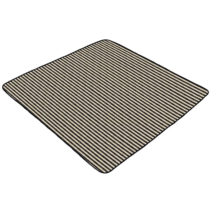 Stripes Khaki Black Baby Play Mat for Floor 50" X 50" Foldable Waterproof Non-Slip Playmat for Baby Playpen Quilted Crawling Mats Game Rug
