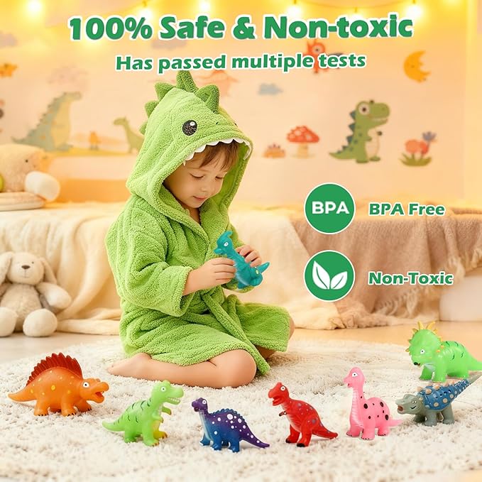 Color Changing Dinosaur Bath Toys: No Hole Mold Free Bath Toys for Kids Ages 3-5 & 4-8 | Magic Water Activated Bathtub Dino Play Set for Toddler Boys Girls