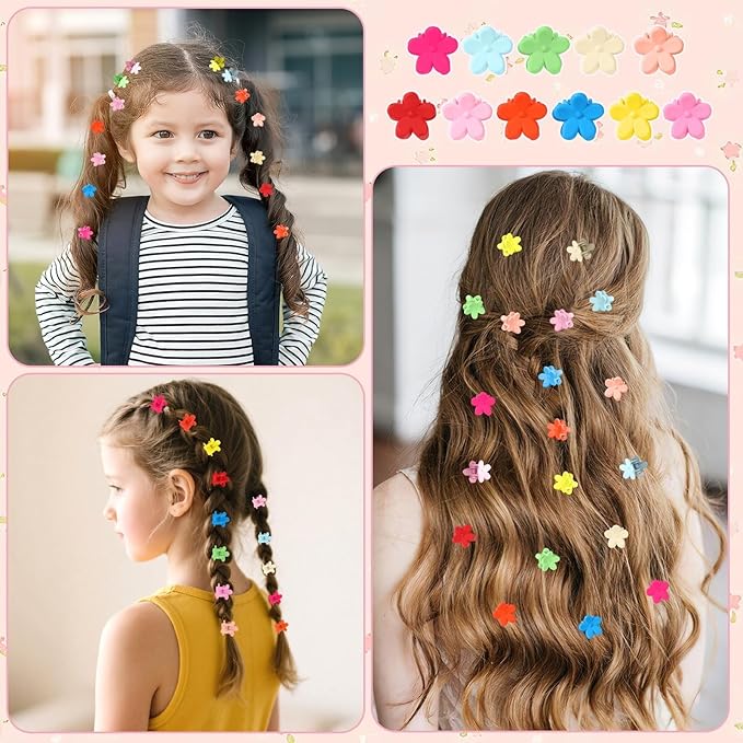 JANYUN 50 Pcs Colorful Mini Hair Claw Small Hair Clips Clamps Hair Accessories for Women Decorative Bun Tiny Hair Clips, Assorted Colors