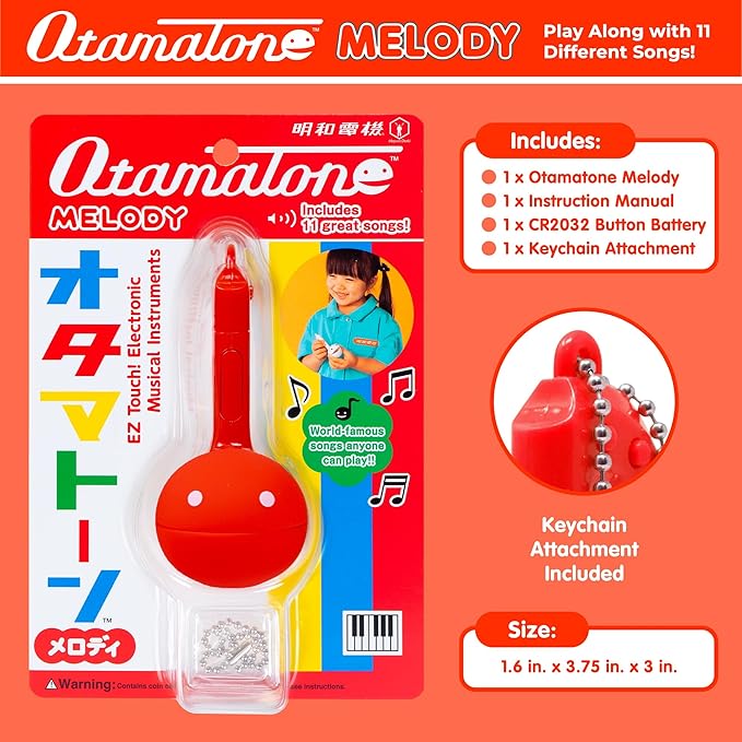 Otamatone Melody Series Japanese Electronic [Mini Size] Musical Toy [11 Pre-Programmed Songs] Portable Synthesizer from Japan by Maywa Denki [English Instruction], Red