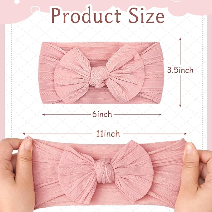 15PCS Baby Headbands Soft Stretchy Nylon Hairbands with Bows Girls Hair Accessories for Newborn Infant Toddler Kids Handmade