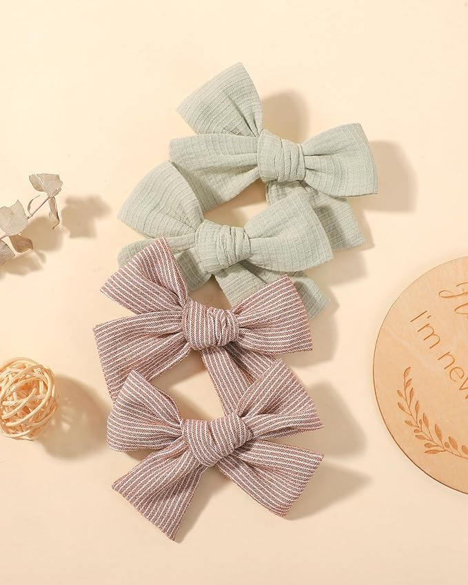 doboi 20PCS Baby Girls Linen Hair Bows Clips Fully Lined Hair Barrettes Accessories for Babies Infant Toddlers Kids