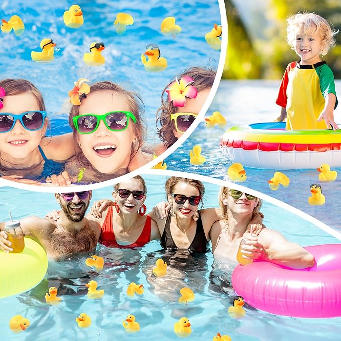 50 Pcs Rubber Duck with Sunglasses,Squeak Finger Duck Bath Toys,Funny Rubber Ducks Figurines Mini Ducks for Bathroom Shower Birthday Gifts Party Favors