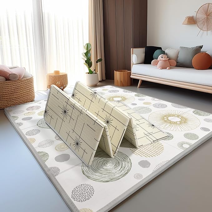 79x71 Baby Play Mat, Extra Large Baby Play Mat for Floor, Foldable Play Mats, Waterproof, Thick, Non-Toxic, Reversible Baby Floor Mat, Safe for for Babies, Infants and Toddlers, Indoor/Outdoor Use