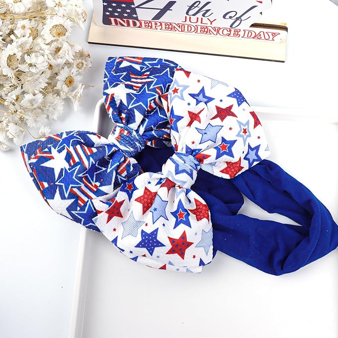 YanJie Baby Patriotic Handmade Stretchy Headbands - 4th of July Stars for Girls, Infants, Toddlers