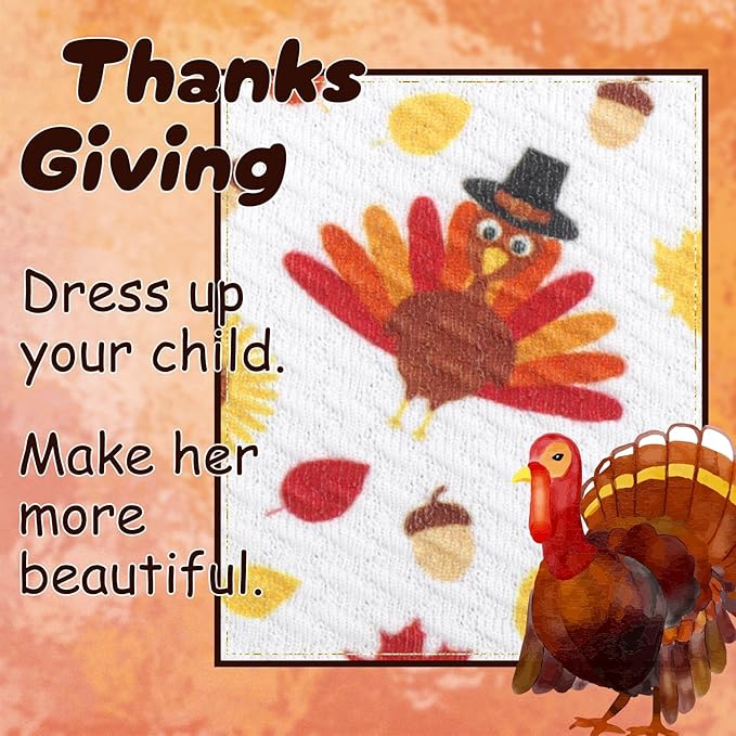 Thanksgiving Turkey Baby Bow Pumpkin Baby Girl Headbands Maple Leaf Hair Accessories Infant Newborn Toddler 0-24 Month Festive Headbands Gift