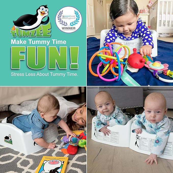 Tumzee Tummy Time Incline Tool | Includes Comfort Pad | Frees Arms for Play | Develops Infant Neck | Shoulder & Back Muscles | BPA & Phthalate-Free